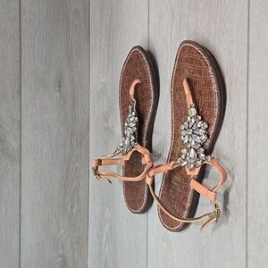 Sam Edelman Womens Grayson T strap Reisterstone Leather Sandals Flats shoes sz 7